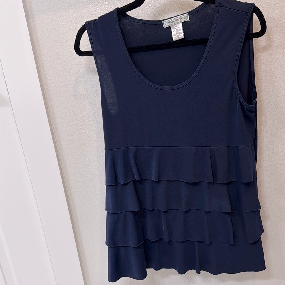 Navy Sleeveless Ruffle Top size XL